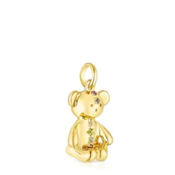 Colgante con baño de oro 18 kt sobre plata y gemas Teddy Bear^TOUS New