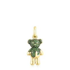 Colgante con baño de oro 18 kt sobre plata y cromodiópsido Teddy Bear Splash^TOUS Hot