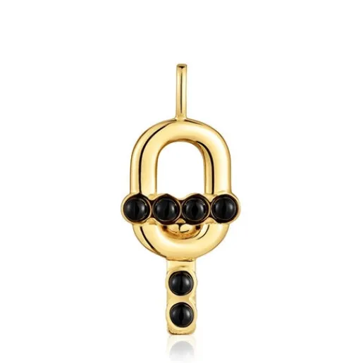 Colgante con baño de oro 18 kt sobre plata y ónix MANIFESTO^TOUS Clearance