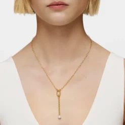 Colgante con baño de oro 18 kt sobre plata y perla cultivada Hold Oval^TOUS Hot
