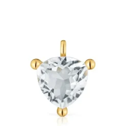 Colgante con baño de oro 18 kt sobre plata y cuarzo cristal de roca trillion Color White^TOUS Hot