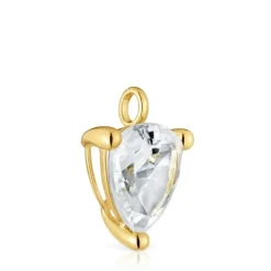 Colgante con baño de oro 18 kt sobre plata y cuarzo cristal de roca trillion Color White^TOUS Hot
