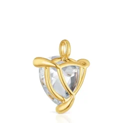Colgante con baño de oro 18 kt sobre plata y cuarzo cristal de roca trillion Color White^TOUS Hot