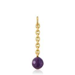Colgante con baño de oro 18 kt sobre plata y amatista Hold Oval^TOUS Best