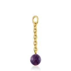 Colgante con baño de oro 18 kt sobre plata y amatista Hold Oval^TOUS Best