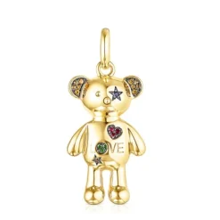 Colgante con baño de oro 18 kt sobre plata y gemas Teddy Bear Stars^TOUS Discount