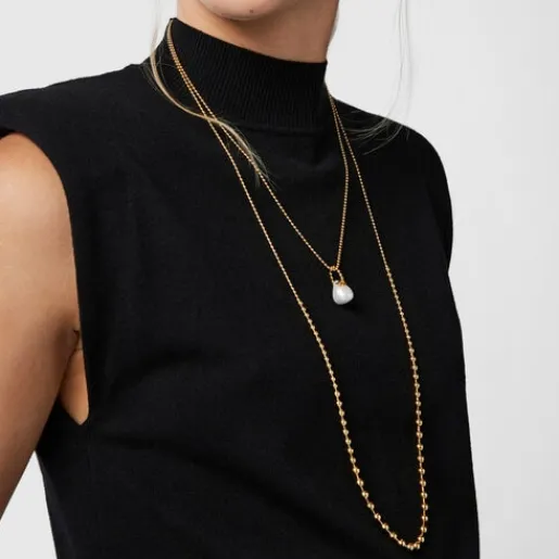 Colgante con baño de oro 18 kt sobre plata y perla Gloss^TOUS Discount