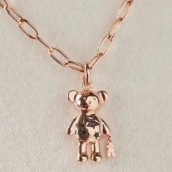 Colgante con baño de oro rosa 18 kt sobre plata y gemas Teddy Bear Stars^TOUS Clearance