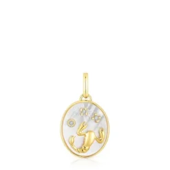 Colgante Escorpio con baño de oro 18 kt sobre plata, nácar y topacios Horoscope^TOUS Sale