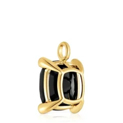 Colgante grande con baño de oro 18 kt sobre plata y ónix Color Black^TOUS Outlet