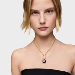 Colgante grande con baño de oro 18 kt sobre plata y ónix Color Black^TOUS Outlet