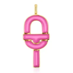 Colgante grande con baño de oro 18 kt sobre plata y esmalte fucsia MANIFESTO^TOUS New