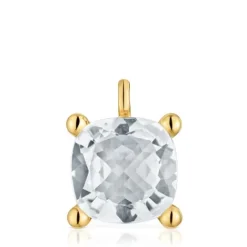 Colgante grande con baño de oro 18 kt sobre plata y cuarzo cristal de roca Color White^TOUS Clearance