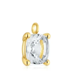 Colgante grande con baño de oro 18 kt sobre plata y cuarzo cristal de roca Color White^TOUS Clearance