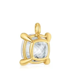 Colgante grande con baño de oro 18 kt sobre plata y cuarzo cristal de roca Color White^TOUS Clearance