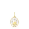 Colgante Leo con baño de oro 18 kt sobre plata, nácar y topacios Horoscope^TOUS Online