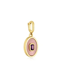 Colgante medalla con baño de oro de 18 kt sobre plata, nácar y amatista Medallions^TOUS Discount