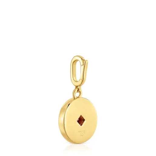 Colgante medalla con baño de oro de 18 kt sobre plata, nácar y gemas Medallions^TOUS