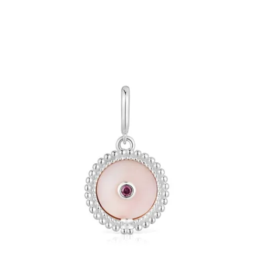 Colgante medalla de plata con nácar, rodolita y motivo oso Medallions^TOUS Online