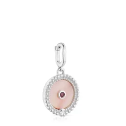 Colgante medalla de plata con nácar, rodolita y motivo oso Medallions^TOUS Online
