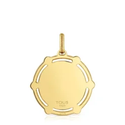 Colgante medalla oso con baño de oro 18 kt sobre plata y detalles ónix Cachito Mío^TOUS Discount