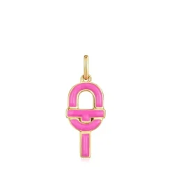 Colgante mediano con baño de oro 18 kt sobre plata y esmalte fucsia MANIFESTO^TOUS Discount