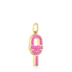 Colgante mediano con baño de oro 18 kt sobre plata y esmalte fucsia MANIFESTO^TOUS Discount