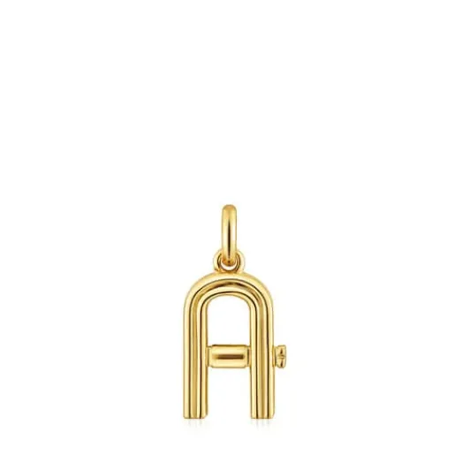 Colgante mediano letra A con baño de oro 18 kt sobre plata Alphabet^TOUS Hot