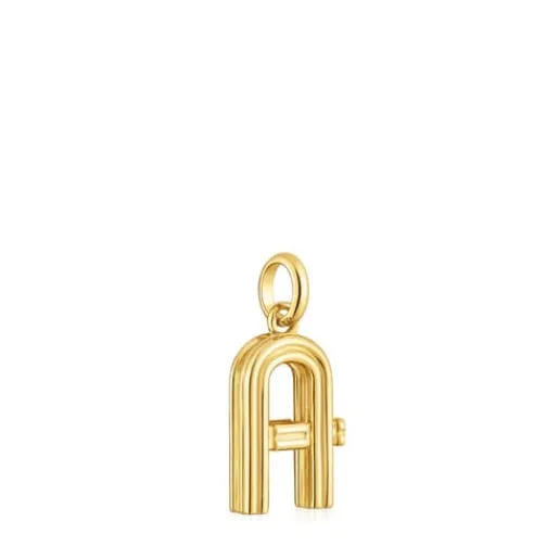 Colgante mediano letra A con baño de oro 18 kt sobre plata Alphabet^TOUS Hot
