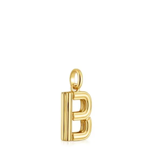 Colgante mediano letra B con baño de oro 18 kt sobre plata Alphabet^TOUS Outlet