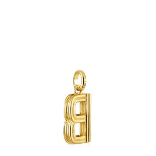 Colgante mediano letra B con baño de oro 18 kt sobre plata Alphabet^TOUS Outlet