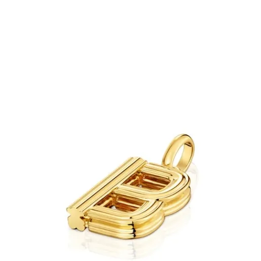 Colgante mediano letra B con baño de oro 18 kt sobre plata Alphabet^TOUS Outlet