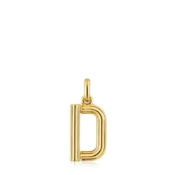 Colgante mediano letra D con baño de oro 18 kt sobre plata Alphabet^TOUS Online