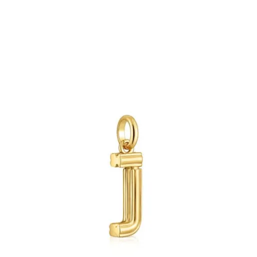 Colgante mediano letra J con baño de oro 18 kt sobre plata Alphabet^TOUS