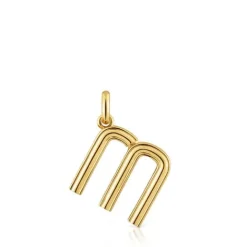Colgante mediano letra M con baño de oro 18 kt sobre plata Alphabet^TOUS Online