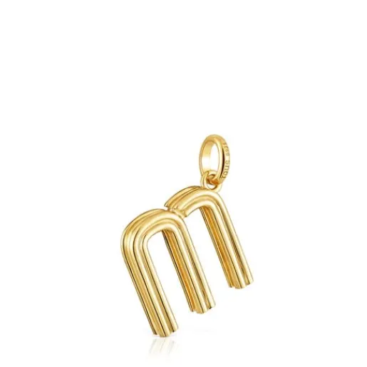 Colgante mediano letra M con baño de oro 18 kt sobre plata Alphabet^TOUS Online