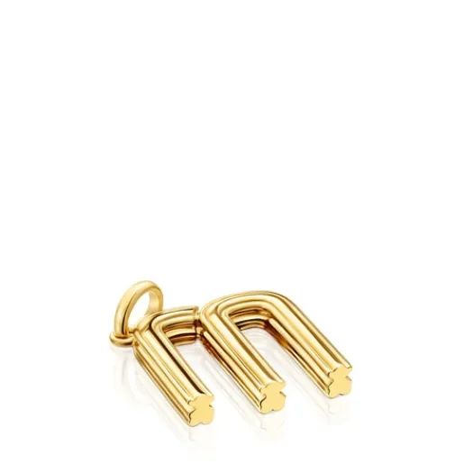 Colgante mediano letra M con baño de oro 18 kt sobre plata Alphabet^TOUS Online
