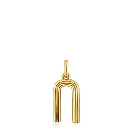 Colgante mediano letra N con baño de oro 18 kt sobre plata Alphabet^TOUS Best