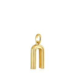 Colgante mediano letra N con baño de oro 18 kt sobre plata Alphabet^TOUS Best