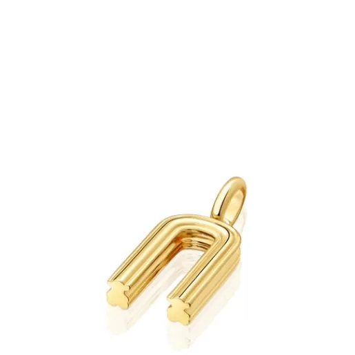 Colgante mediano letra N con baño de oro 18 kt sobre plata Alphabet^TOUS Best