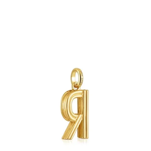Colgante mediano letra R con baño de oro 18 kt sobre plata Alphabet^TOUS Clearance