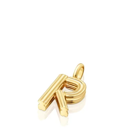 Colgante mediano letra R con baño de oro 18 kt sobre plata Alphabet^TOUS Clearance