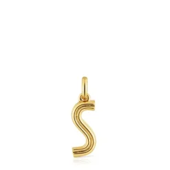 Colgante mediano letra S con baño de oro 18 kt sobre plata Alphabet^TOUS Discount