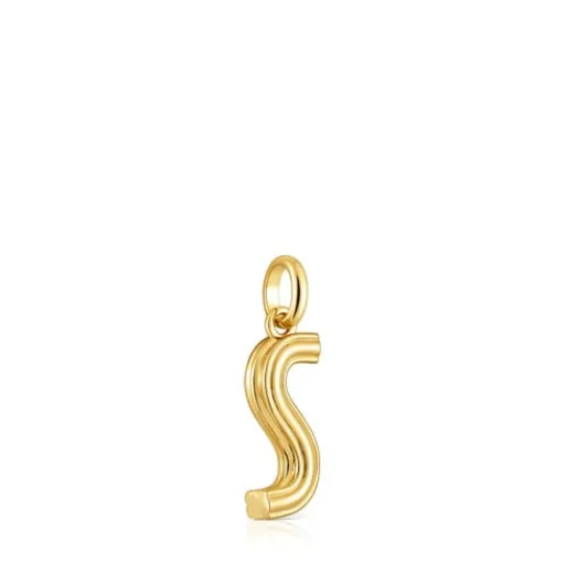 Colgante mediano letra S con baño de oro 18 kt sobre plata Alphabet^TOUS Discount