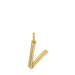 Colgante mediano letra V con baño de oro 18 kt sobre plata Alphabet^TOUS New