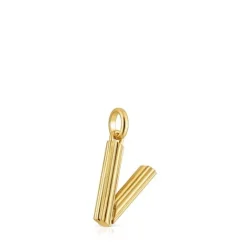 Colgante mediano letra V con baño de oro 18 kt sobre plata Alphabet^TOUS New