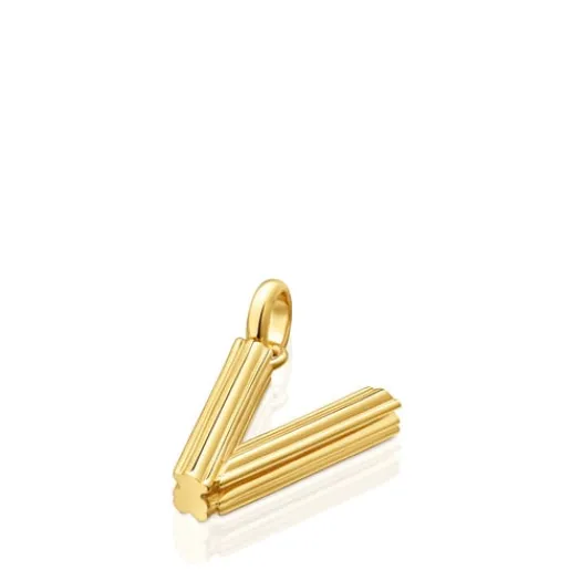 Colgante mediano letra V con baño de oro 18 kt sobre plata Alphabet^TOUS New