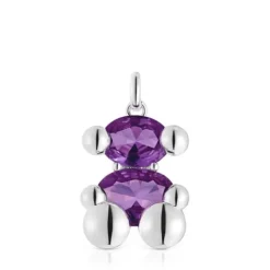 Colgante mediano motivo oso de plata y zafiro lila creado en laboratorio Color Bear LGG^TOUS Sale