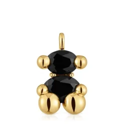 Colgante mediano motivo oso con baño de oro 18 kt sobre plata y ónix Color Bear^TOUS Online