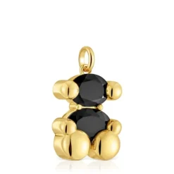 Colgante mediano motivo oso con baño de oro 18 kt sobre plata y ónix Color Bear^TOUS Online
